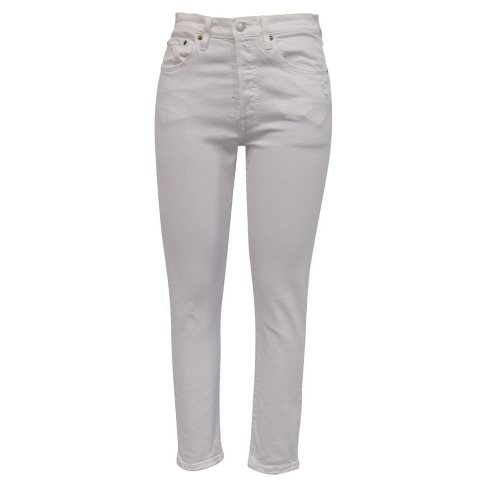 Levi's Slim-Fit Cropped Jeans in White Cotton